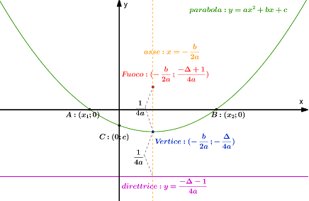 la parabola con le sue caratteristiche